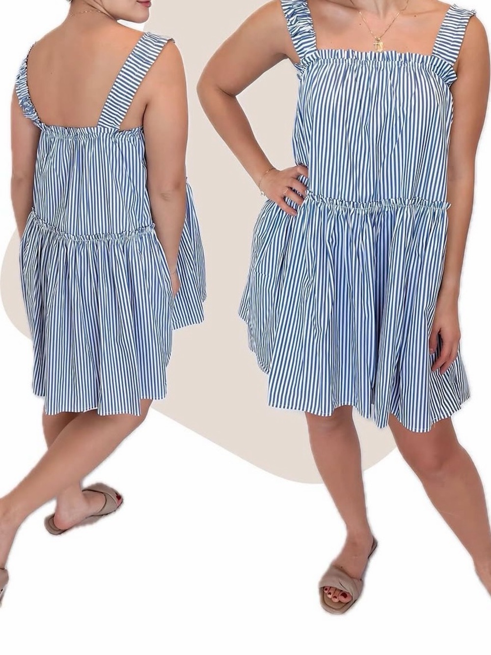 Blue and White Striped Sundress